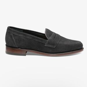 Loake Eton Black Suede Penny Loafer Made in England Size 9